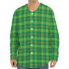 Shamrock Tartan St. Patrick's Day Print Long Sleeve Baseball Jersey