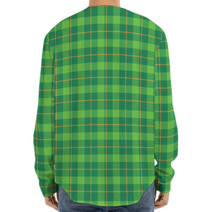 Shamrock Tartan St. Patrick's Day Print Long Sleeve Baseball Jersey