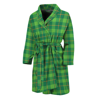 Shamrock Tartan St. Patrick's Day Print Men's Bathrobe