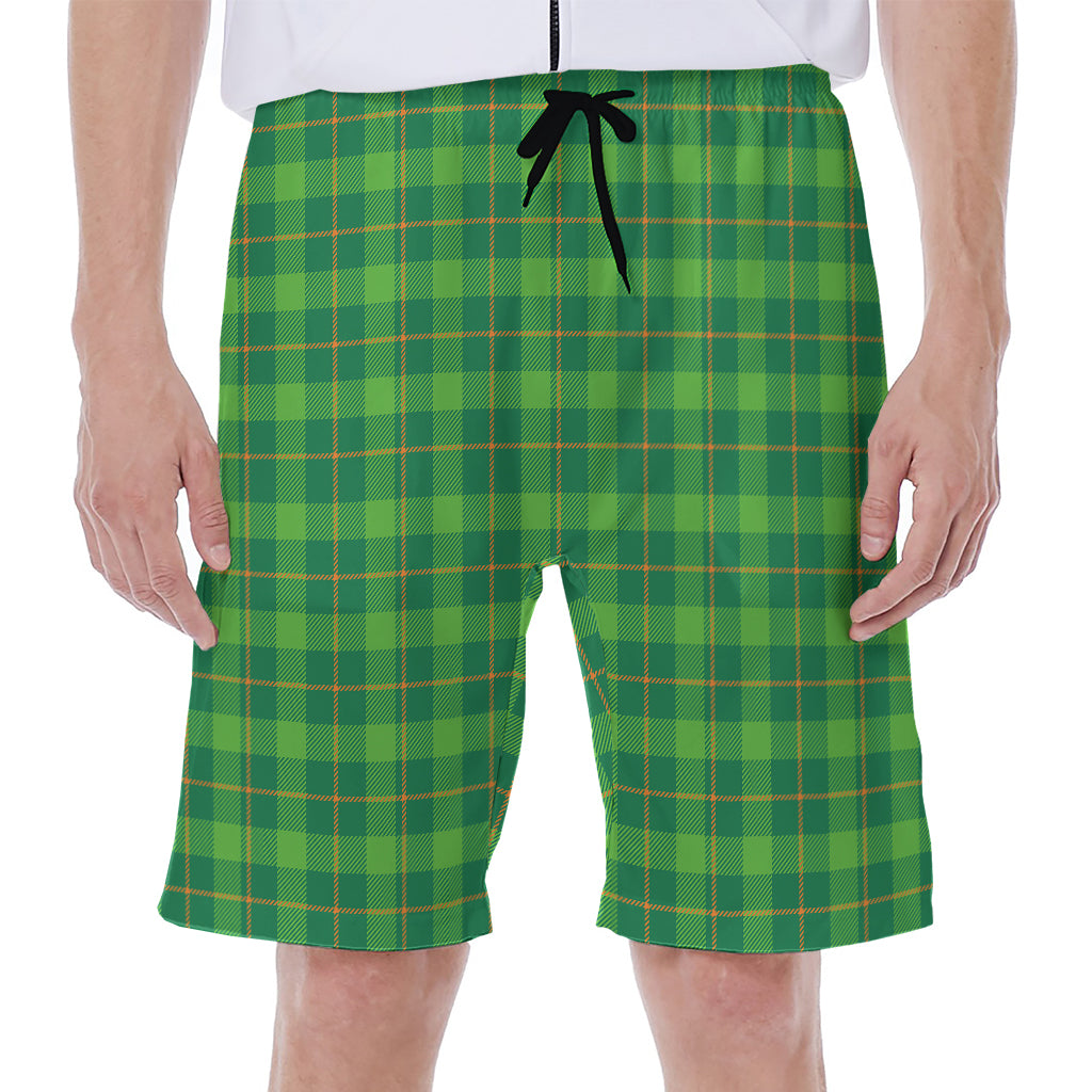 Shamrock Tartan St. Patrick's Day Print Men's Beach Shorts