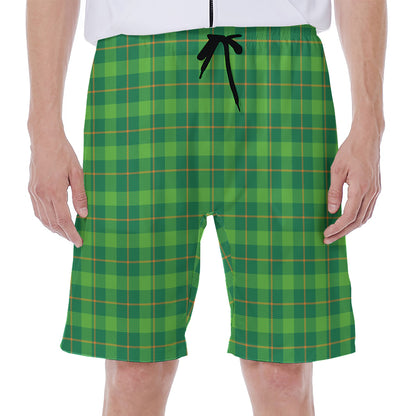 Shamrock Tartan St. Patrick's Day Print Men's Beach Shorts