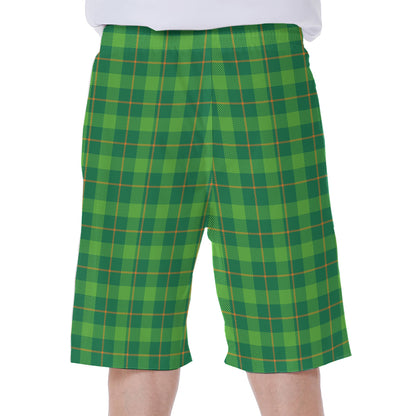 Shamrock Tartan St. Patrick's Day Print Men's Beach Shorts
