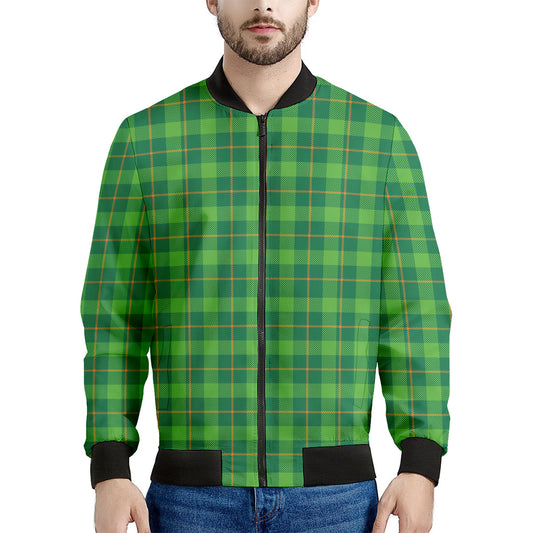 Shamrock Tartan St. Patrick's Day Print Men's Bomber Jacket