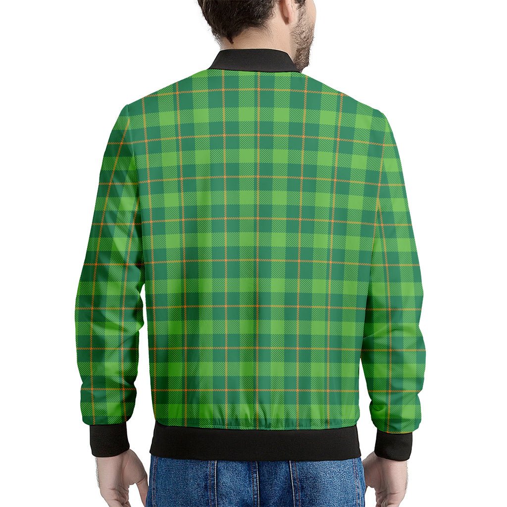 Shamrock Tartan St. Patrick's Day Print Men's Bomber Jacket