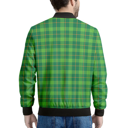 Shamrock Tartan St. Patrick's Day Print Men's Bomber Jacket