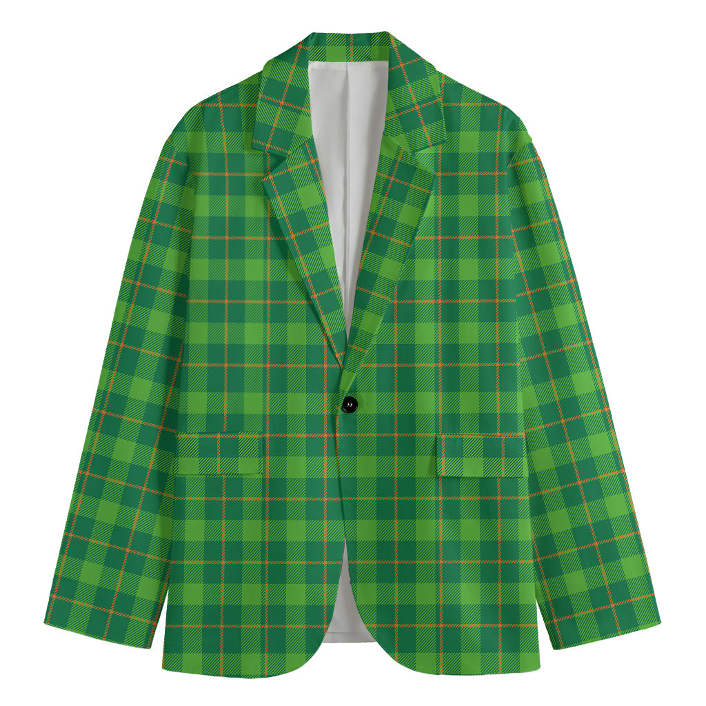 Shamrock Tartan St. Patrick's Day Print Men's Cotton Blazer