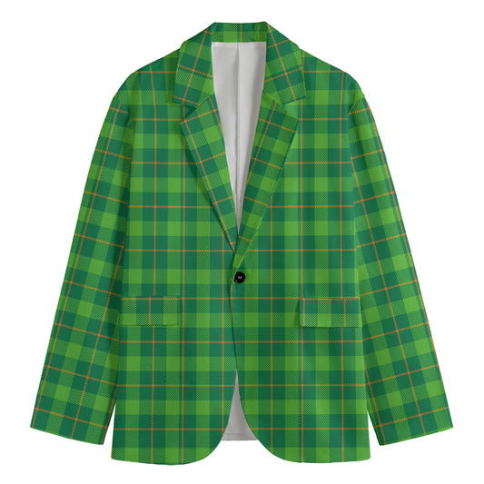 Shamrock Tartan St. Patrick's Day Print Men's Cotton Blazer