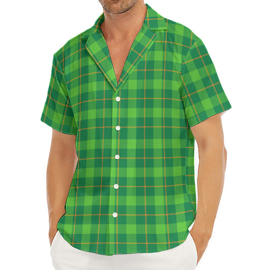 Shamrock Tartan St. Patrick's Day Print Men's Deep V-Neck Shirt