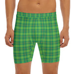 Shamrock Tartan St. Patrick's Day Print Men's Long Boxer Briefs