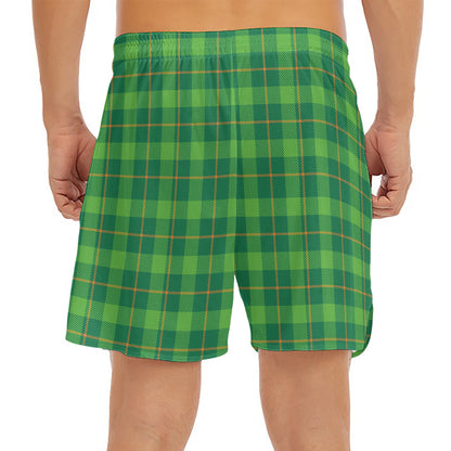Shamrock Tartan St. Patrick's Day Print Men's Split Running Shorts