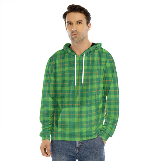 Shamrock Tartan St. Patrick's Day Print Men's Velvet Pullover Hoodie