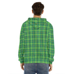 Shamrock Tartan St. Patrick's Day Print Men's Velvet Pullover Hoodie