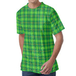 Shamrock Tartan St. Patrick's Day Print Men's Velvet T-Shirt