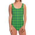 Shamrock Tartan St. Patrick's Day Print One Piece Swimsuit