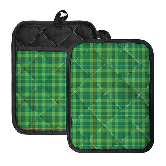 Shamrock Tartan St. Patrick's Day Print Pot Holders With Pocket