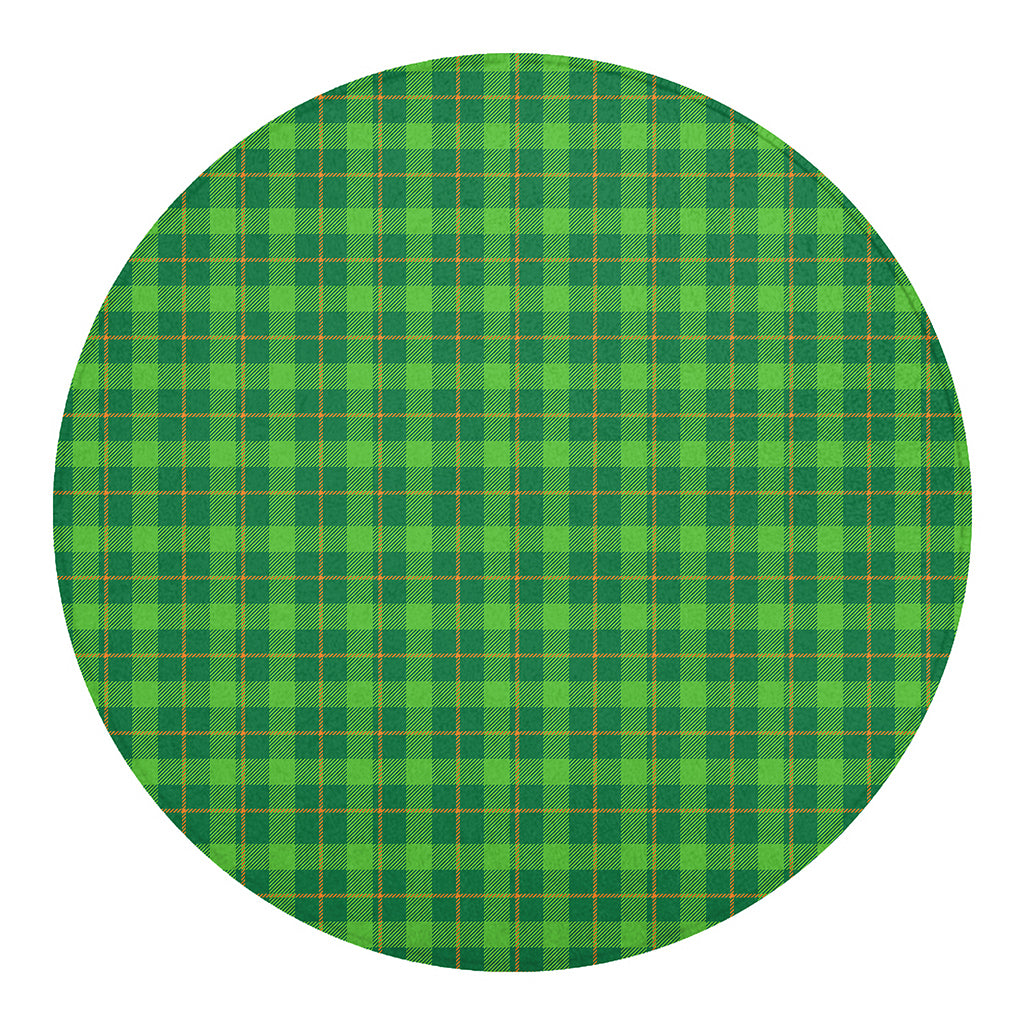 Shamrock Tartan St. Patrick's Day Print Round Blanket