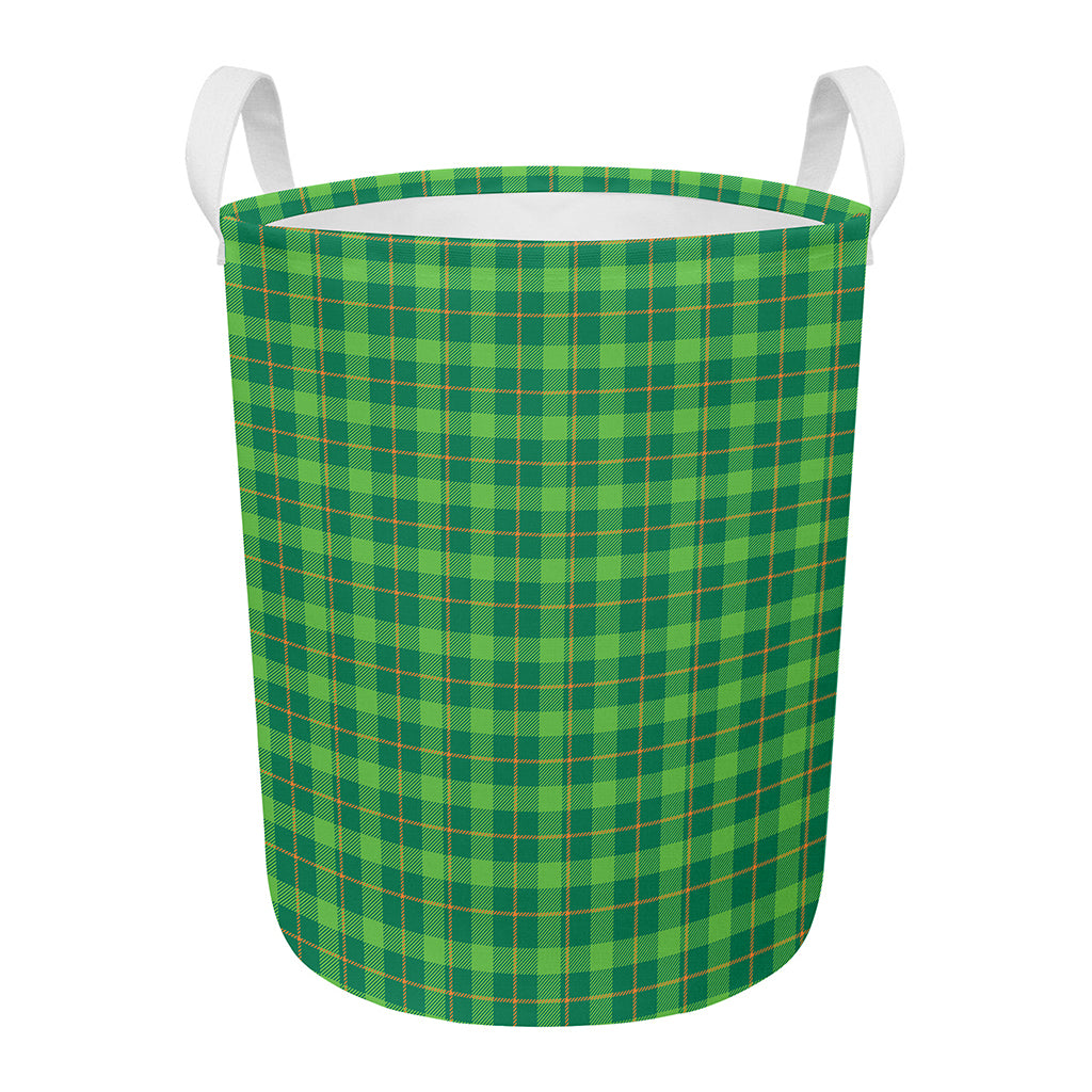 Shamrock Tartan St. Patrick's Day Print Round Laundry Basket