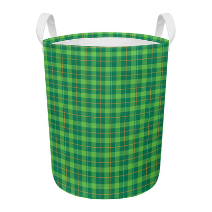 Shamrock Tartan St. Patrick's Day Print Round Laundry Basket