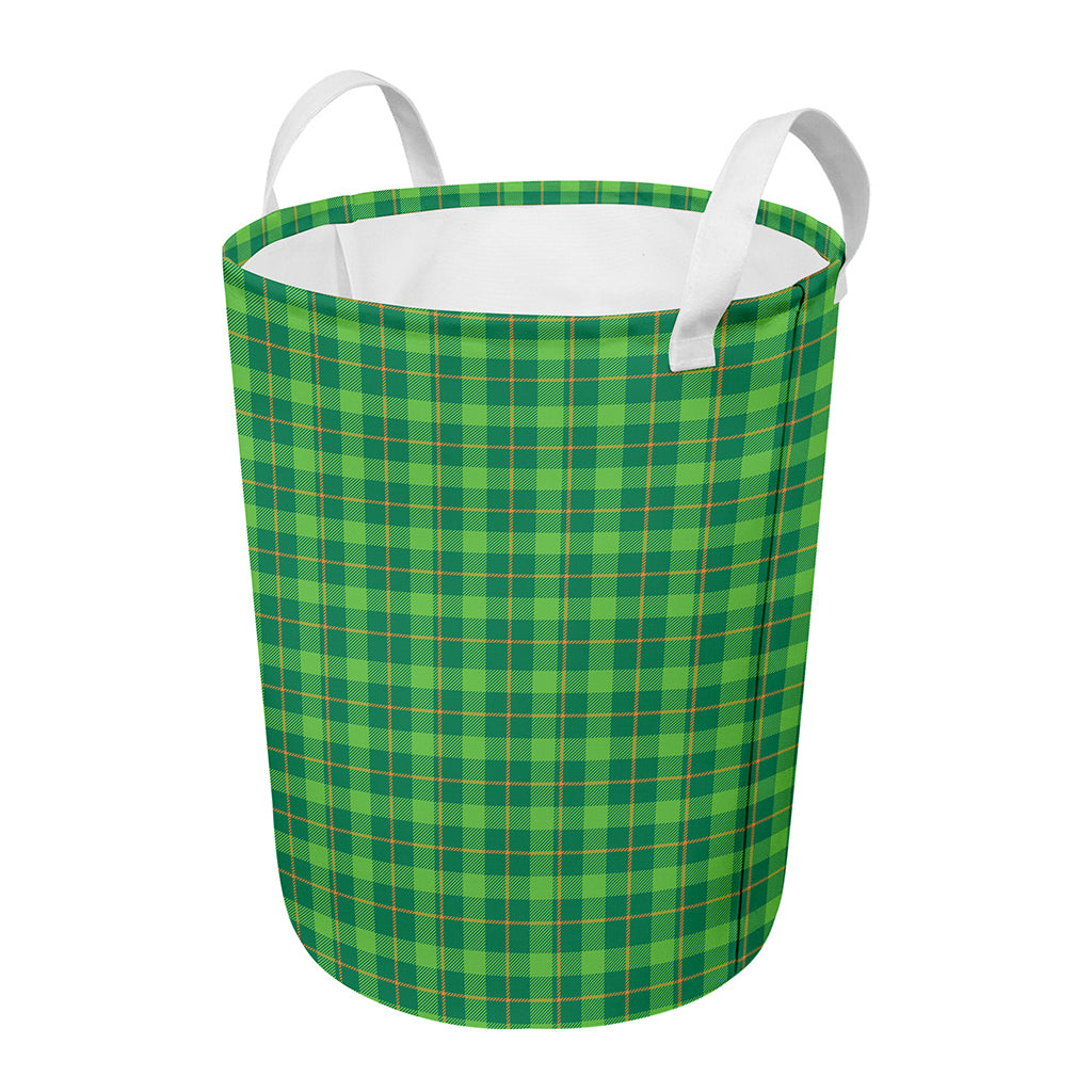 Shamrock Tartan St. Patrick's Day Print Round Laundry Basket