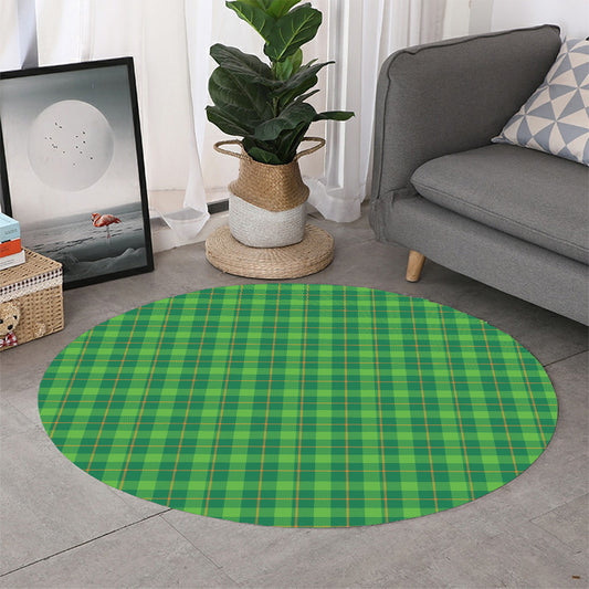 Shamrock Tartan St. Patrick's Day Print Round Rug