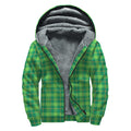 Shamrock Tartan St. Patrick's Day Print Sherpa Lined Zip Up Hoodie
