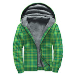 Shamrock Tartan St. Patrick's Day Print Sherpa Lined Zip Up Hoodie