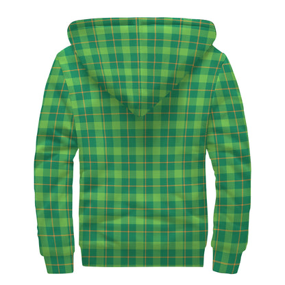 Shamrock Tartan St. Patrick's Day Print Sherpa Lined Zip Up Hoodie