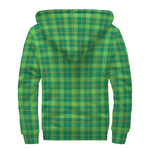 Shamrock Tartan St. Patrick's Day Print Sherpa Lined Zip Up Hoodie