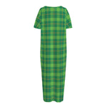 Shamrock Tartan St. Patrick's Day Print Short Sleeve Long Nightdress