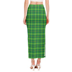Shamrock Tartan St. Patrick's Day Print Side Slit Maxi Skirt