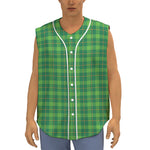 Shamrock Tartan St. Patrick's Day Print Sleeveless Baseball Jersey