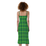Shamrock Tartan St. Patrick's Day Print Slim Fit Midi Cami Dress