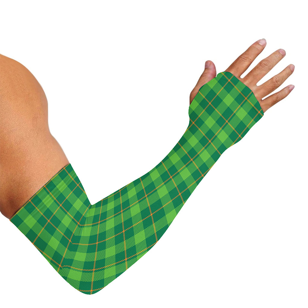 Shamrock Tartan St. Patrick's Day Print Sun Protection Arm Sleeves