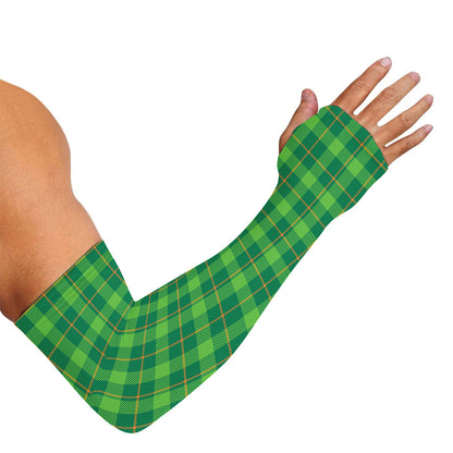 Shamrock Tartan St. Patrick's Day Print Sun Protection Arm Sleeves