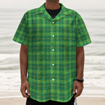 Shamrock Tartan St. Patrick's Day Print Textured Short Sleeve Shirt