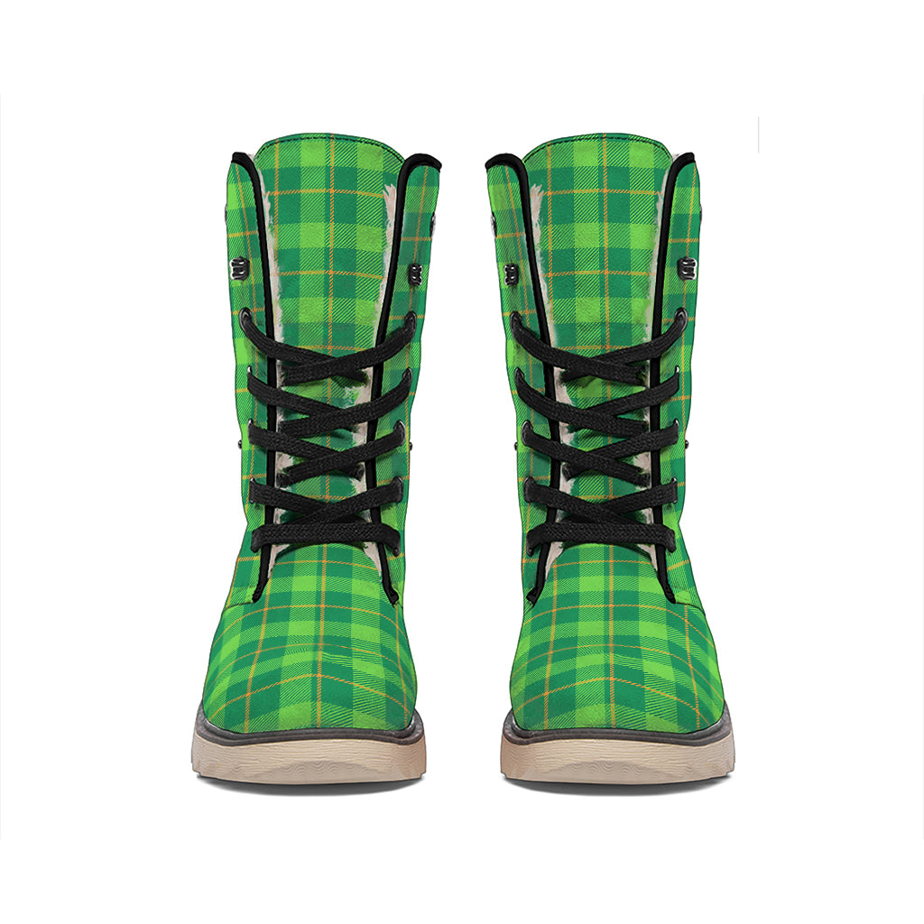 Shamrock Tartan St. Patrick's Day Print Winter Boots