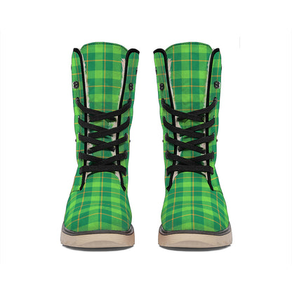 Shamrock Tartan St. Patrick's Day Print Winter Boots