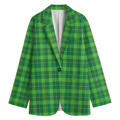 Shamrock Tartan St. Patrick's Day Print Women's Blazer