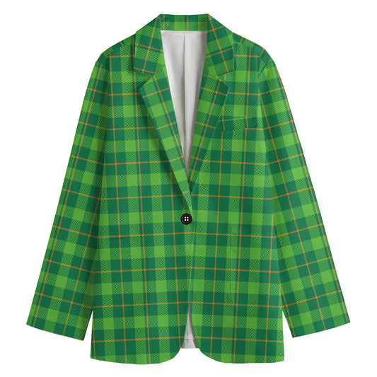 Shamrock Tartan St. Patrick's Day Print Women's Blazer