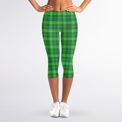 Shamrock Tartan St. Patrick's Day Print Women's Capri Leggings
