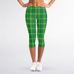 Shamrock Tartan St. Patrick's Day Print Women's Capri Leggings