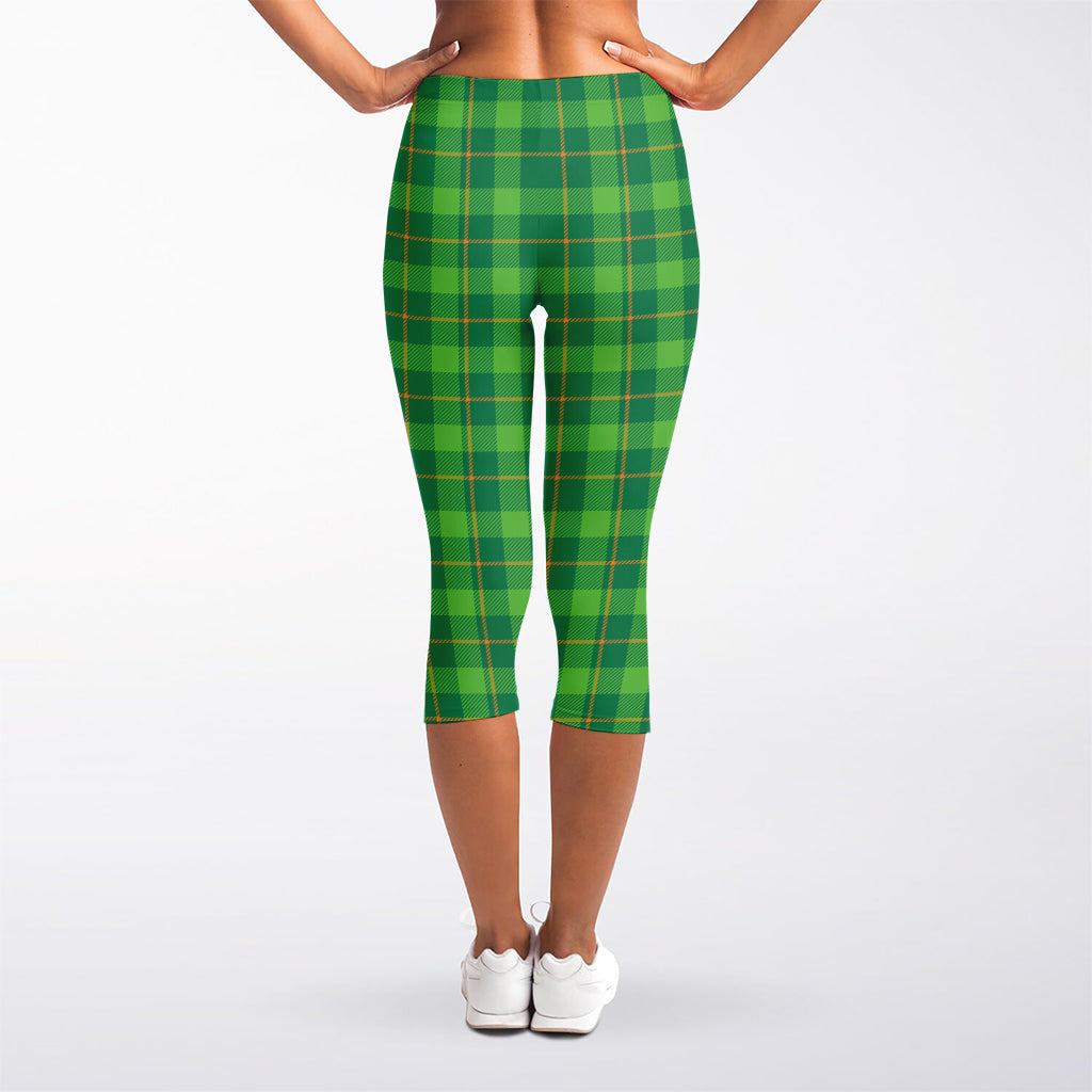 Shamrock Tartan St. Patrick's Day Print Women's Capri Leggings