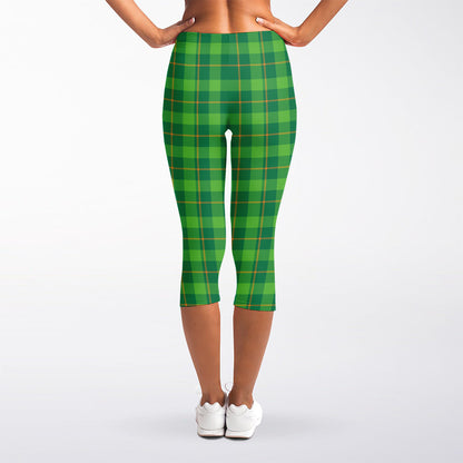 Shamrock Tartan St. Patrick's Day Print Women's Capri Leggings