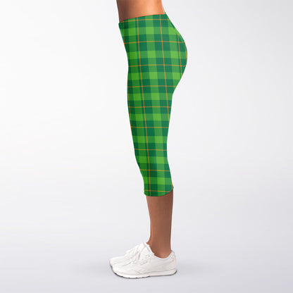 Shamrock Tartan St. Patrick's Day Print Women's Capri Leggings