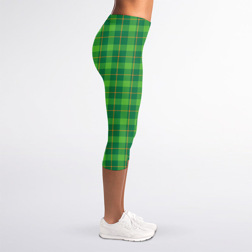 Shamrock Tartan St. Patrick's Day Print Women's Capri Leggings