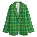 Shamrock Tartan St. Patrick's Day Print Women's Cotton Blazer