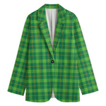 Shamrock Tartan St. Patrick's Day Print Women's Cotton Blazer