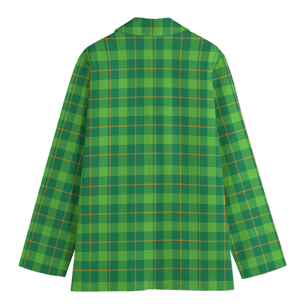 Shamrock Tartan St. Patrick's Day Print Women's Cotton Blazer