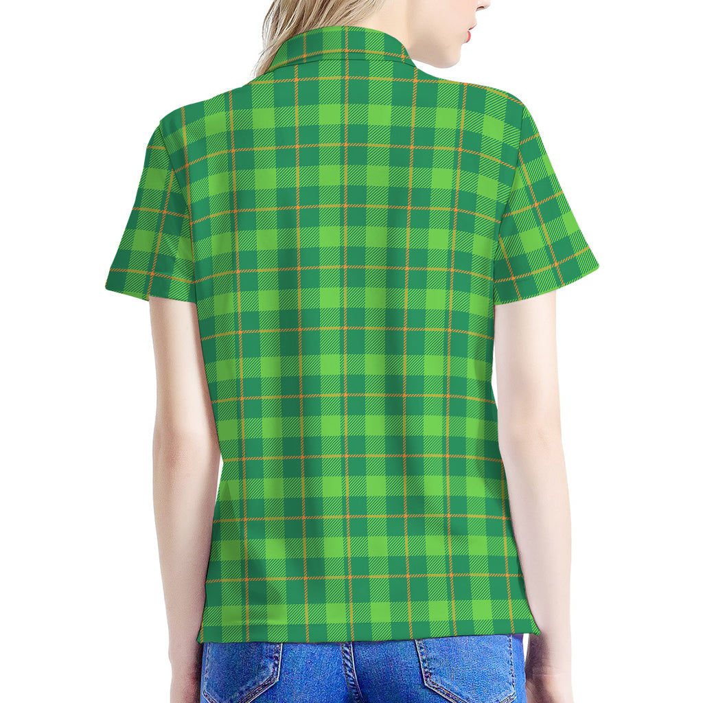 Shamrock Tartan St. Patrick's Day Print Women's Polo Shirt