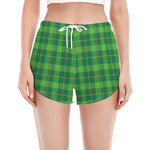 Shamrock Tartan St. Patrick's Day Print Women's Split Running Shorts